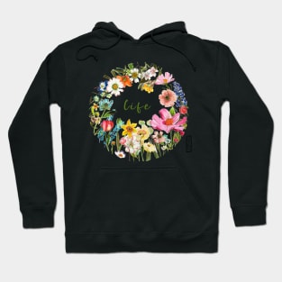 Hand painted flower design in watercolor and color pencils Hoodie